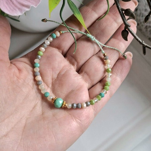 Handmade bracelet with colorful crystals and gold details new