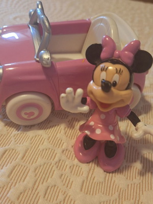Minnie miniature figure with car used, movable parts, 8cm