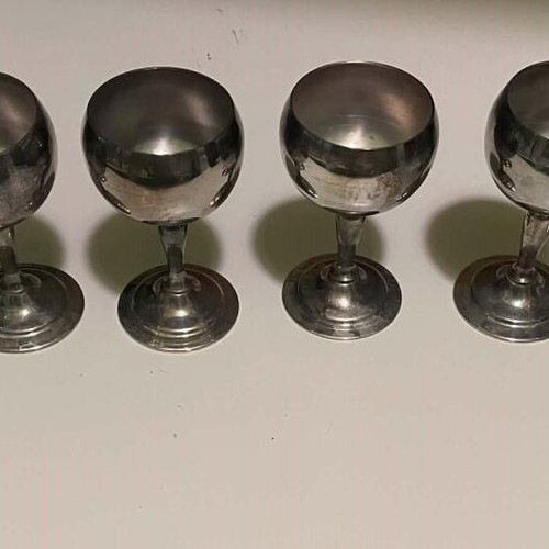 Silver-plated vintage glasses used, set of 6