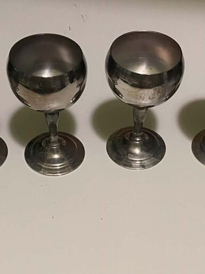 Silver-plated vintage glasses used, set of 6