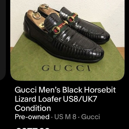 Gucci Lizard Horsebit brown loafers