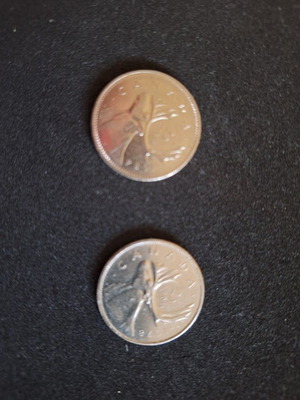 25 Cents Canada νομίσματα μεταχειρισμένα, 1978 και 1984 Ελισάβετ Β'