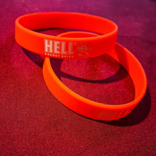 Hell Energy Drink rubber bracelets set of 2 new, red