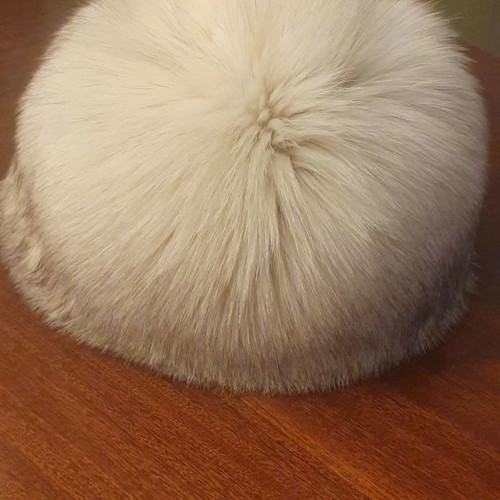 Renard fur hat like new, off white - silver