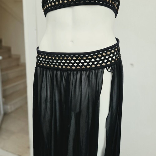 Med women's swimsuit set with skirt, black, size L