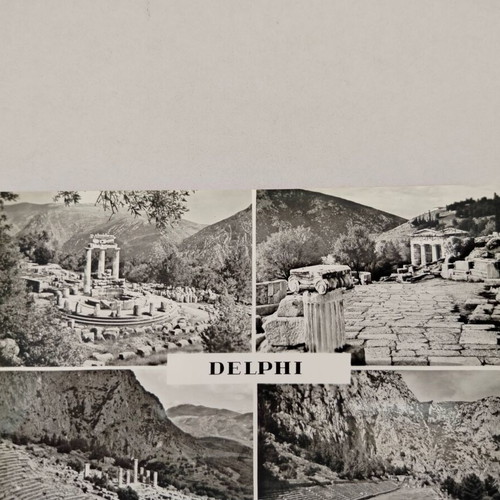 Black and white Delphi postcard by Nik. Stournaras used, 60s era