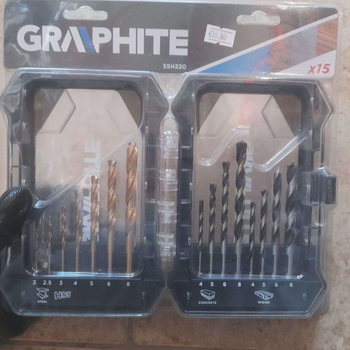 Graphite Wood and Concrete Drill Bit Set 15pcs New