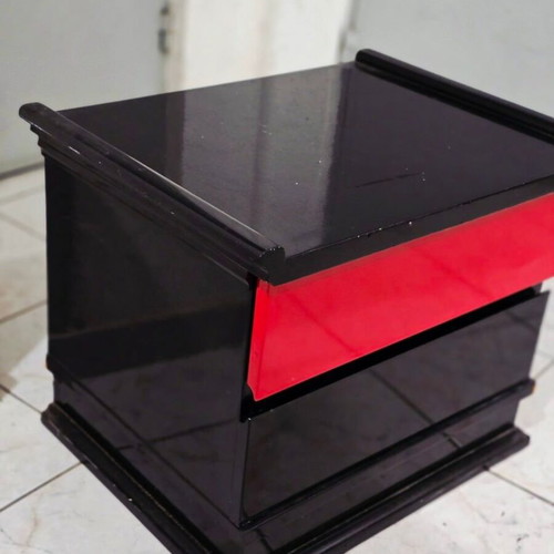 Modern nightstand black red lacquer used