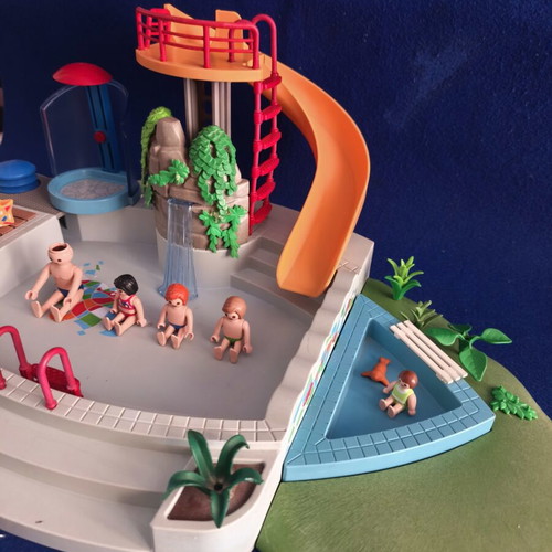 Playmobil pool with family figures and accessories