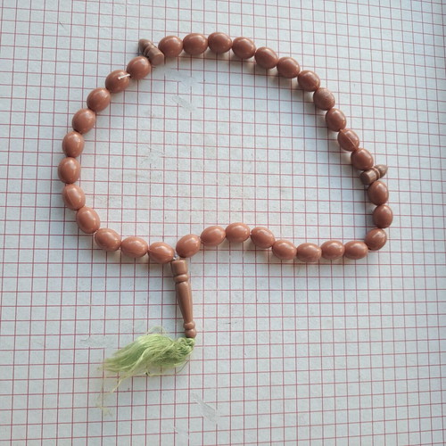 Komboloi with 35 beads like new, plastic, green tassel