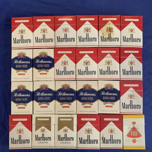 Cigarette boxes used, pack of 24, authentic from 1982