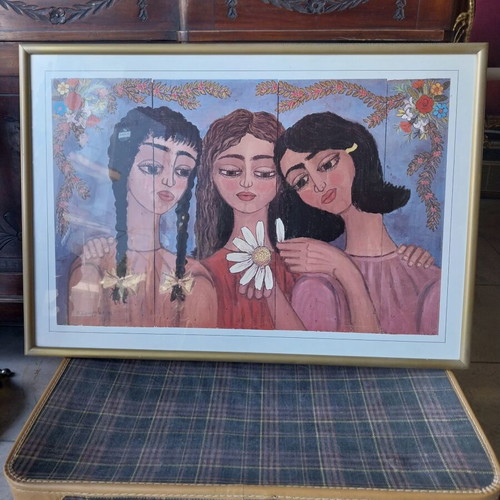 Watercolor print by Themis Tsironis in excellent condition 68x48