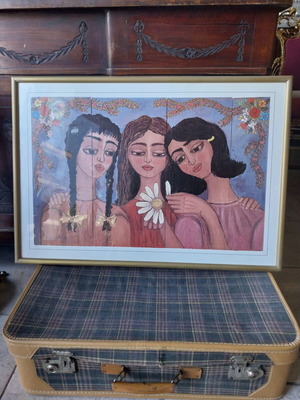 Watercolor print by Themis Tsironis in excellent condition 68x48
