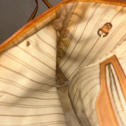 Louis Vuitton Neverfull MM ώμου τσάντα μεταχειρισμένη, καμβάς Damier Azur