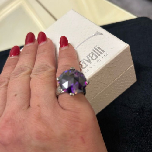 Just Cavalli ring like new with purple stone