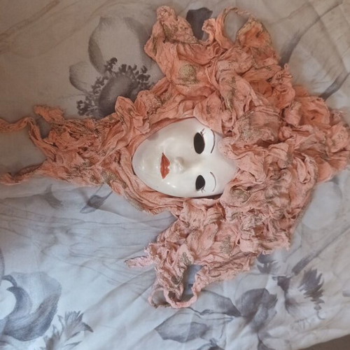 Venetian mask like new, made of baked clay and gauze