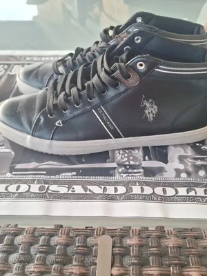 US Polo Assn. Sneakers καινούργια, μαύρα με καφέ λεπτομέρειες, νούμερο 46