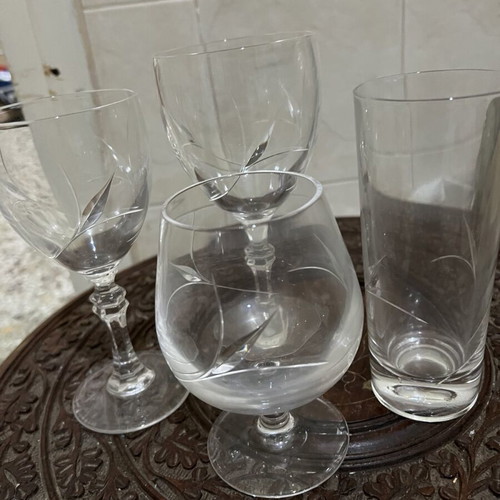 Crystal glasses new, set of 24 with delicate design