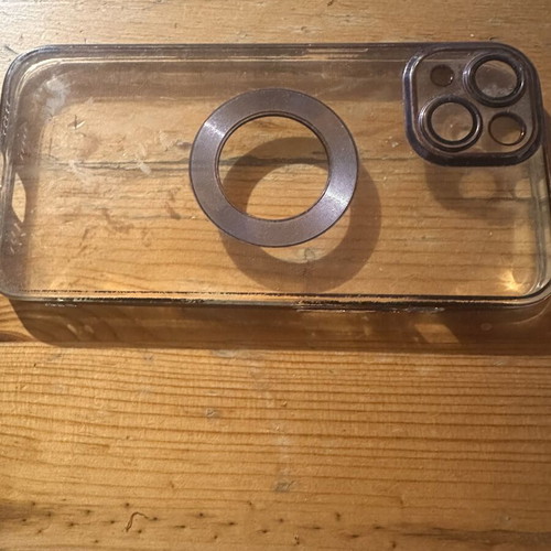 Iphone 13 case with wireless charging used, transparent
