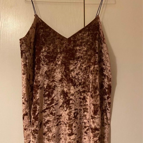 Velvet strap top beige brown new, size M