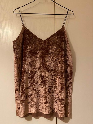 Velvet strap top beige brown new, size M
