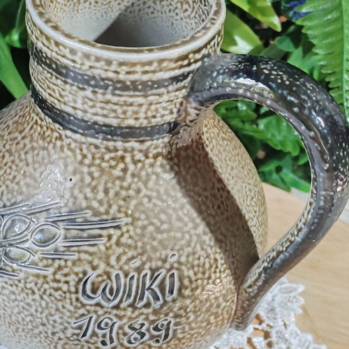 German Bembel ceramic wine jug 1989, handmade