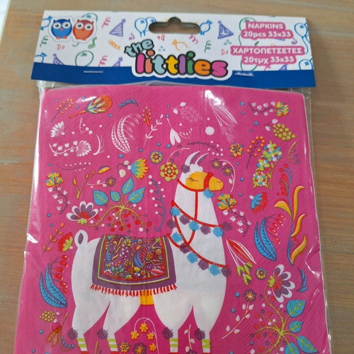 Party supplies new, pack of 12 plates 23cm, 12 plates 18cm, 12 cups, 20 napkins with Lama theme