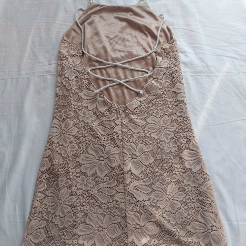 Lace fitted dress beige like new, size S