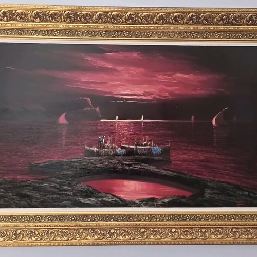 Large seascape painting like new, signed Nerus