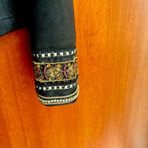 Black velvet slim jacket Zara like new with rhinestones and stones on sleeve