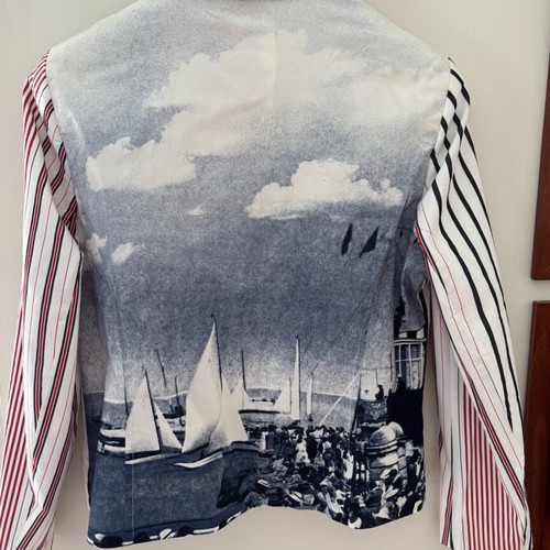 Apriori blazer like new, size L, white and blue