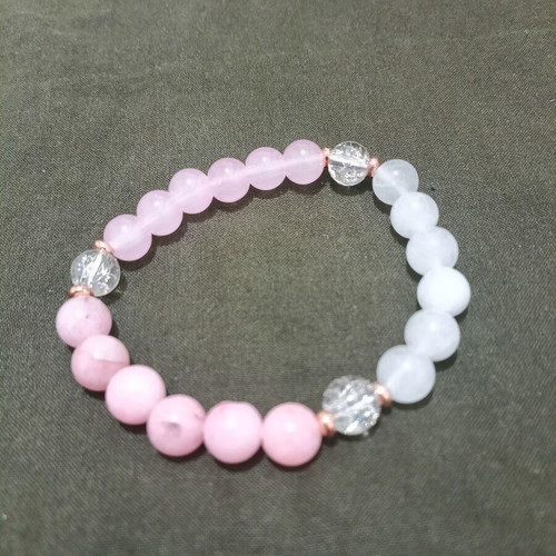 Bracelet with beads new, white and pink