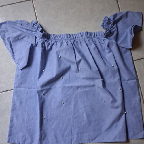Ciel Off-Shoulder Top S/M with Embroidered Pearls, Like New
