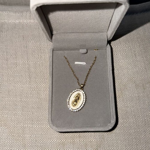 Our Lady of Guadalupe pendant necklace with cz stones and chain