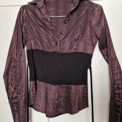 Madlen vintage striped blouse size M new, black and silver