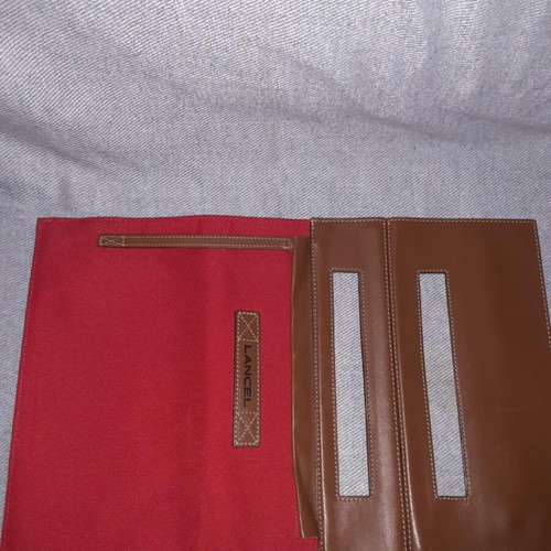 Lancel handbag like new, red and brown, fabric and leather