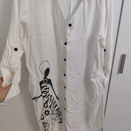 Zara dress set like new, black cotton and white with female figure