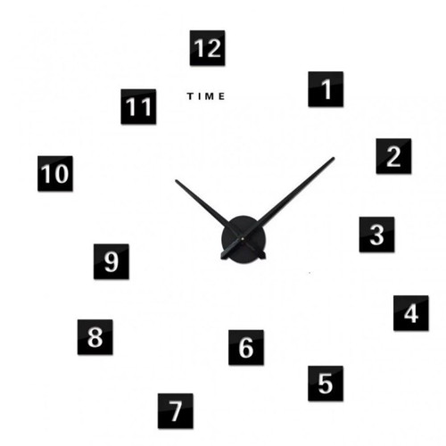 Plastic 3D DIY wall clock sticker large black C1373 glossy with numbers new