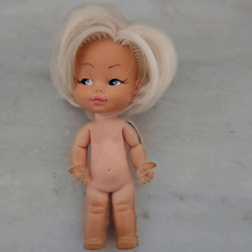 Vintage doll used, big head – big eyes style, 1960s mod era