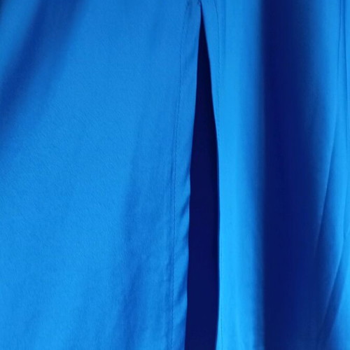 Satin midi skirt like new, blue, with front slit