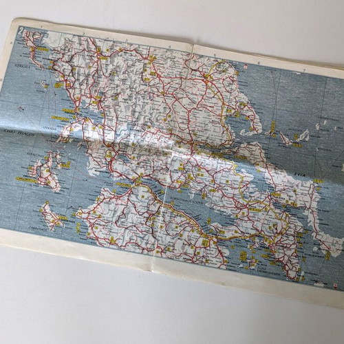 Greece Tourist Map by D.G. Tsopelas used, multilingual edition