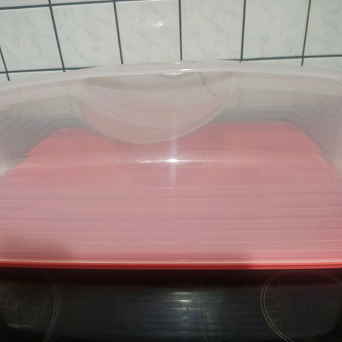 Tupperware large cake server new with orange tray and transparent lid
