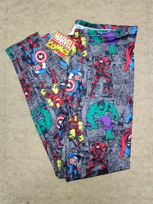 Marvel Comics Avengers Spiderman Daredevil Captain America Hulk Thor leggings new, size L
