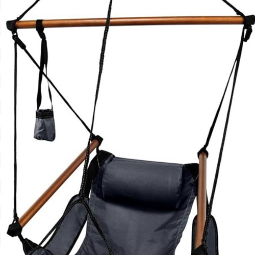 Sky chair space chair used hanging chair with wooden supports and footrest
