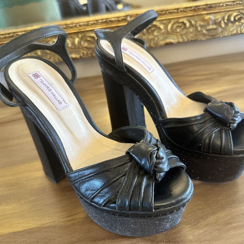 Tsakiris Mallas black glitter sandals like new, size 36