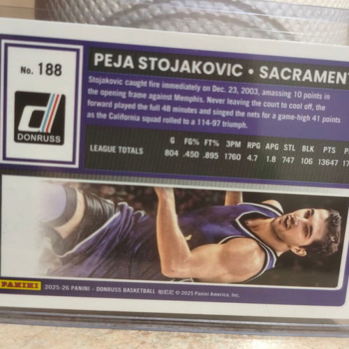 Peja Stojakovic Silver 2025-26 Donruss Card new