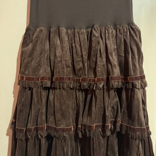 Vintage brown velour skirt with ruffles like new