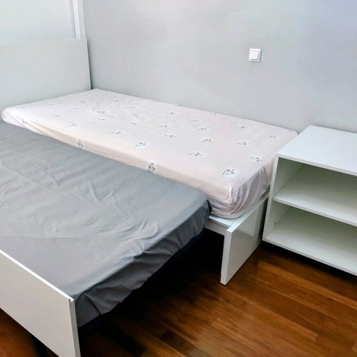 Convertible children's bed like new with desk and bedside table