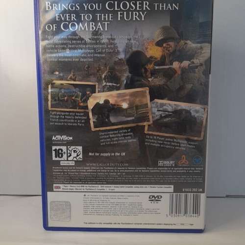 Call of Duty 3 PS2 like new, English version with manual