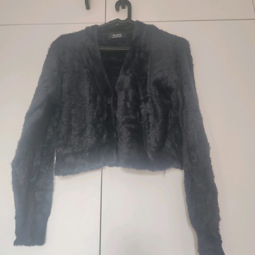 Black fluffy bolero jacket medium in excellent condition with one button